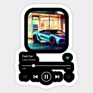 Fast Car, Luke Combs, Music Playing On Loop, Alternative Album Cover Sticker